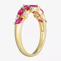 2MM Gemstone 18K Gold Over Silver Band