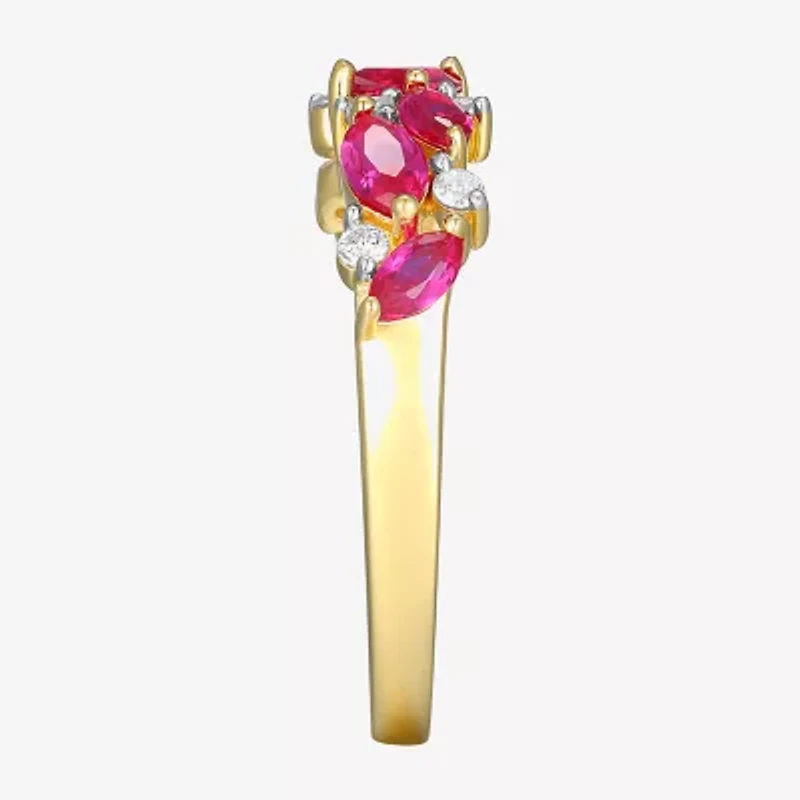 2MM Gemstone 18K Gold Over Silver Band