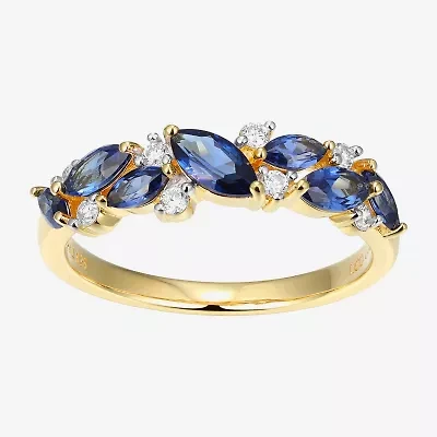 2MM Gemstone 18K Gold Over Silver Band