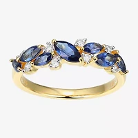 2MM Gemstone 18K Gold Over Silver Band