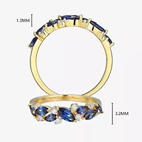 2MM Gemstone 18K Gold Over Silver Band