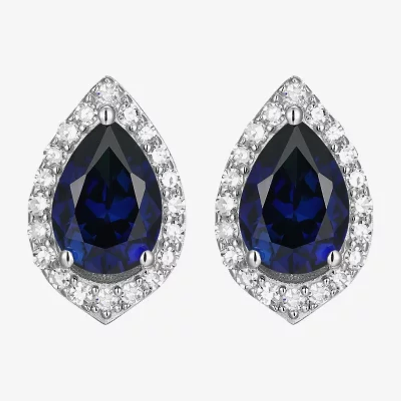 Gemstone Sterling Silver 11.2mm Pear Stud Earrings