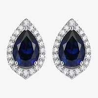 Gemstone Sterling Silver 11.2mm Pear Stud Earrings