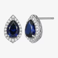 Gemstone Sterling Silver 11.2mm Pear Stud Earrings