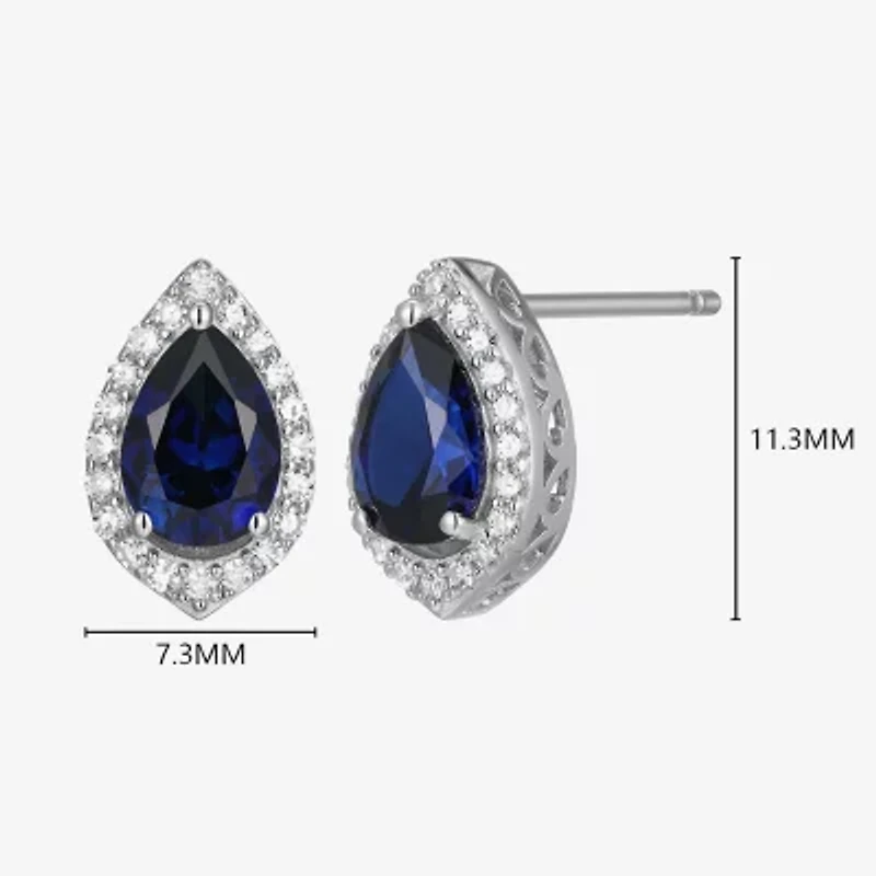 Gemstone Sterling Silver 11.2mm Pear Stud Earrings