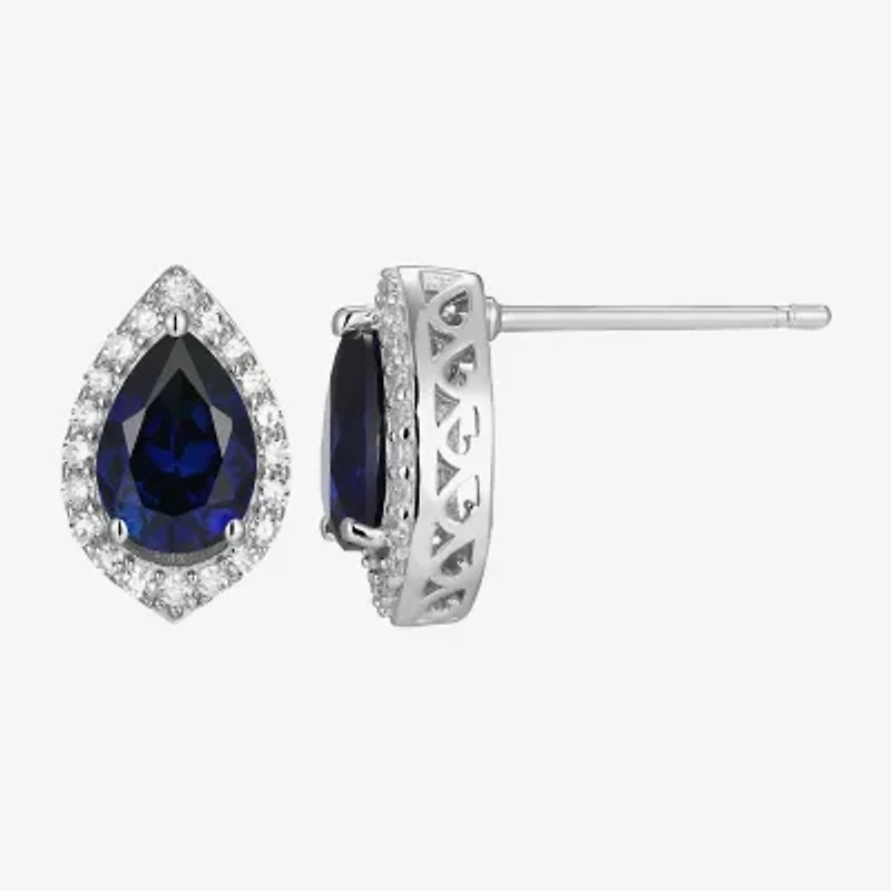 Gemstone Sterling Silver 11.2mm Pear Stud Earrings