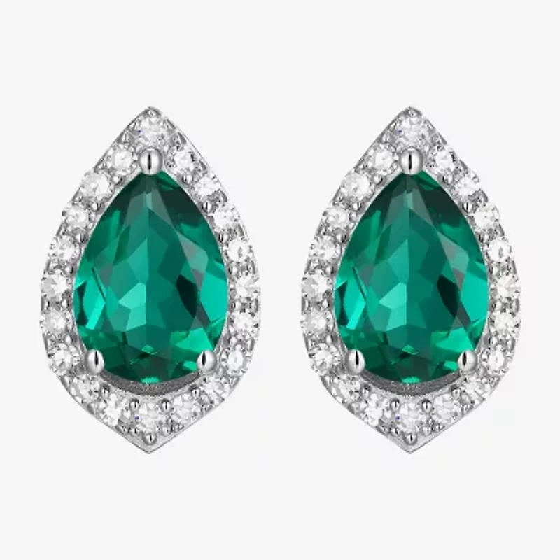 Gemstone Sterling Silver 11.2mm Pear Stud Earrings