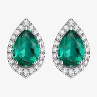 Gemstone Sterling Silver 11.2mm Pear Stud Earrings