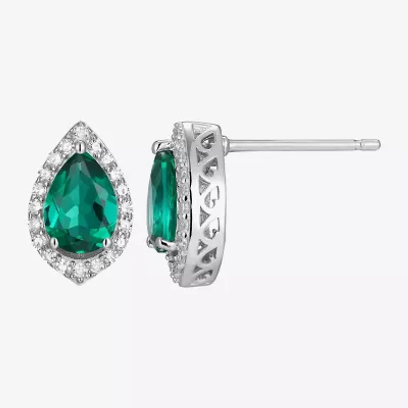 Gemstone Sterling Silver 11.2mm Pear Stud Earrings