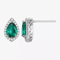 Gemstone Sterling Silver 11.2mm Pear Stud Earrings