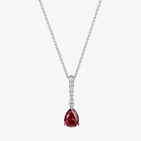 Womens Gemstone Sterling Silver Pear Pendant Necklace