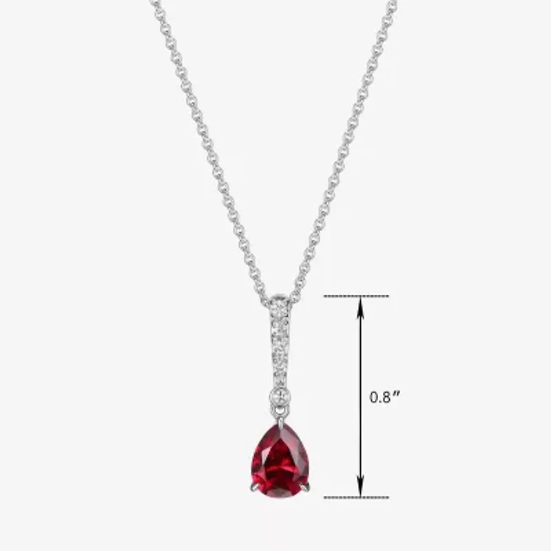 Womens Gemstone Sterling Silver Pear Pendant Necklace