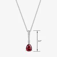Womens Gemstone Sterling Silver Pear Pendant Necklace