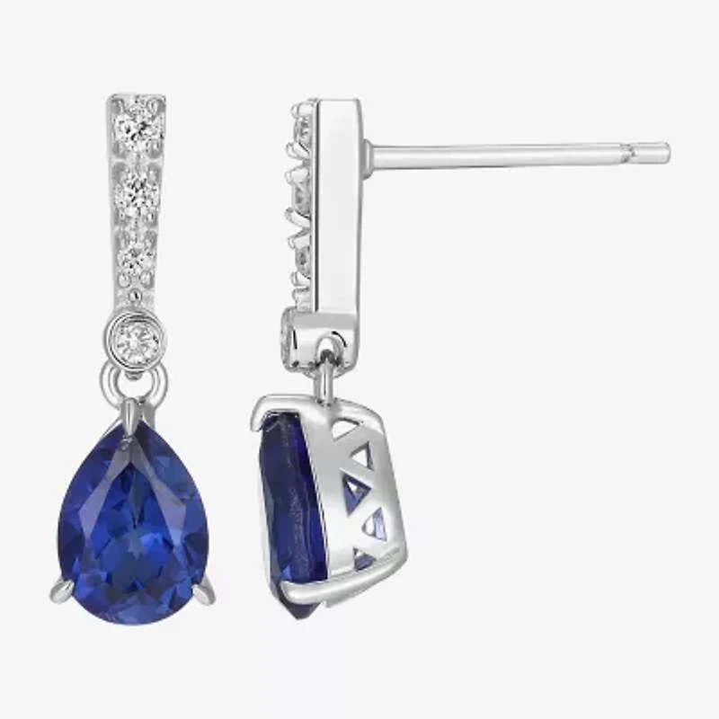 Gemstone Sterling Silver Pear Drop Earrings