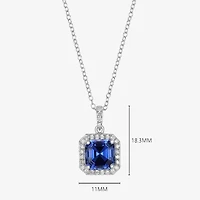 Womens Gemstone Sterling Silver Cushion Pendant Necklace