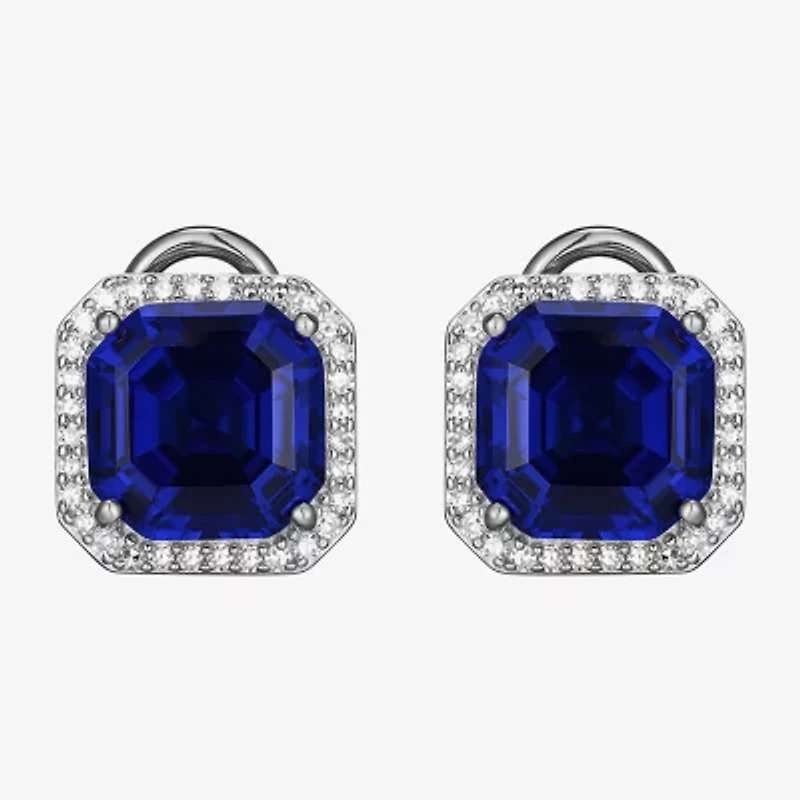 Gemstone Sterling Silver 11.4mm Cushion Stud Earrings