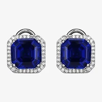Gemstone Sterling Silver 11.4mm Cushion Stud Earrings