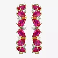 Gemstone 18K Gold Over Silver 25mm Hoop Earrings