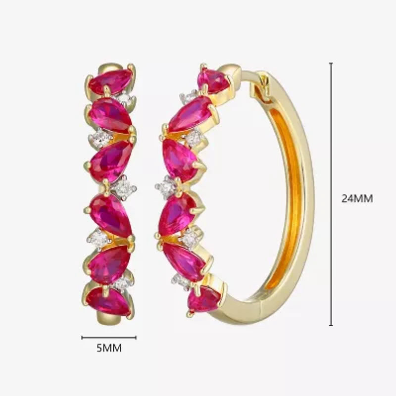 Gemstone 18K Gold Over Silver 25mm Hoop Earrings