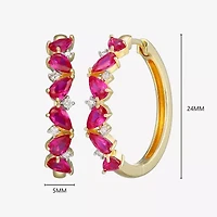 Gemstone 18K Gold Over Silver 25mm Hoop Earrings