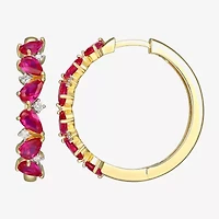 Gemstone 18K Gold Over Silver 25mm Hoop Earrings
