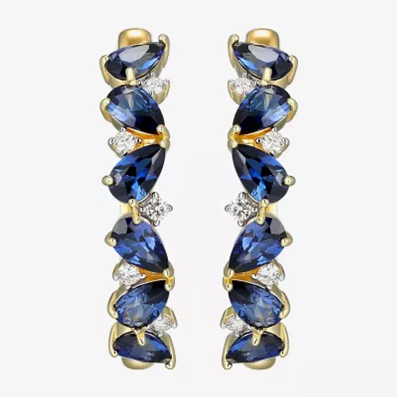 Gemstone 18K Gold Over Silver 25mm Hoop Earrings