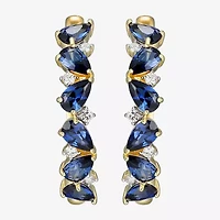 Gemstone 18K Gold Over Silver 25mm Hoop Earrings