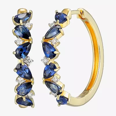 Gemstone 18K Gold Over Silver 25mm Hoop Earrings