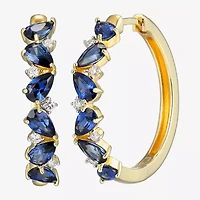 Gemstone 18K Gold Over Silver 25mm Hoop Earrings
