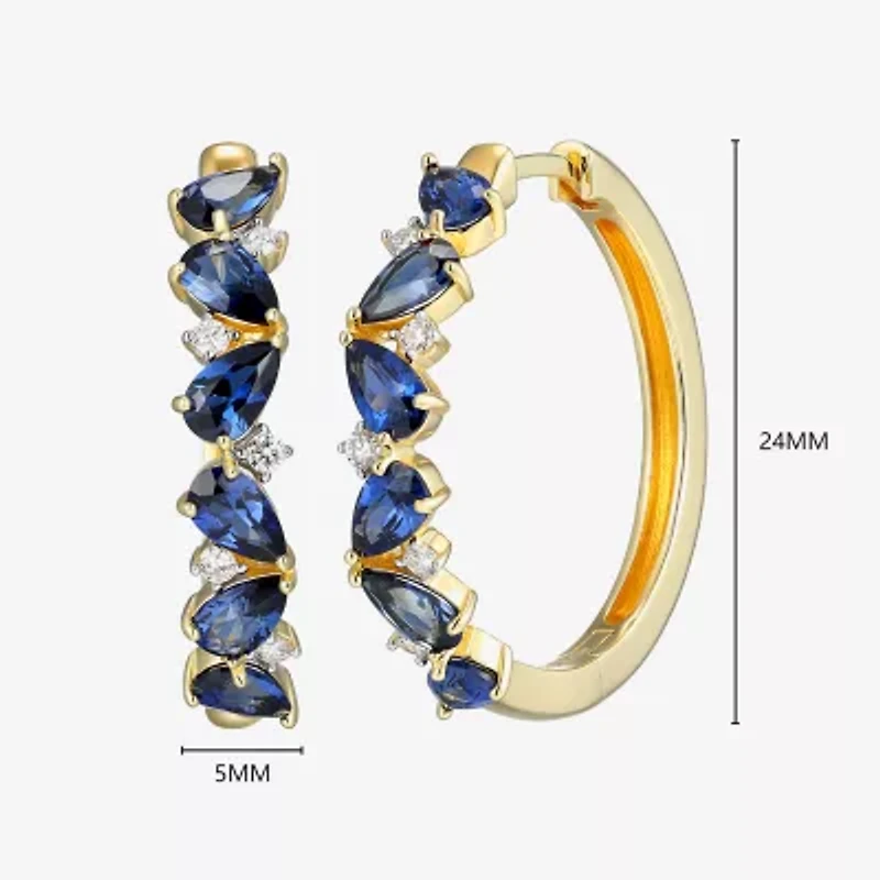 Gemstone 18K Gold Over Silver 25mm Hoop Earrings