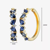 Gemstone 18K Gold Over Silver 25mm Hoop Earrings