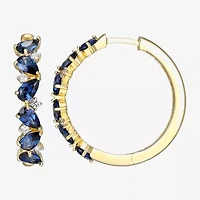 Gemstone 18K Gold Over Silver 25mm Hoop Earrings