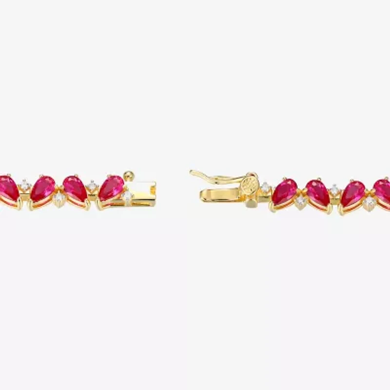 Gemstone 18K Gold Over Silver 7.25 Inch Tennis Bracelet