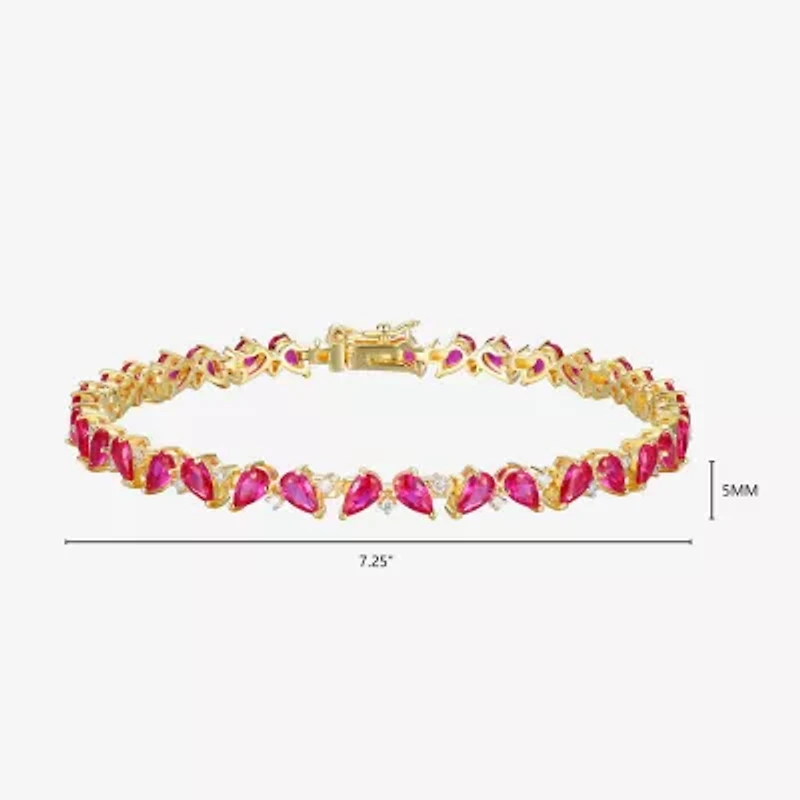 Gemstone 18K Gold Over Silver 7.25 Inch Tennis Bracelet
