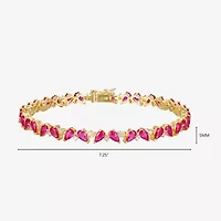 Gemstone 18K Gold Over Silver 7.25 Inch Tennis Bracelet