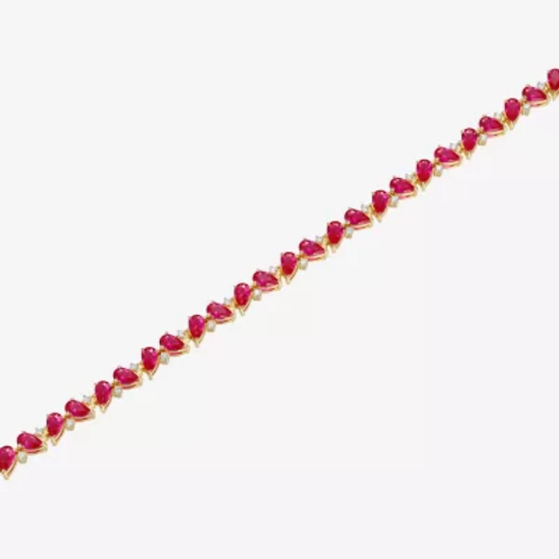 Gemstone 18K Gold Over Silver 7.25 Inch Tennis Bracelet