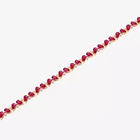 Gemstone 18K Gold Over Silver 7.25 Inch Tennis Bracelet