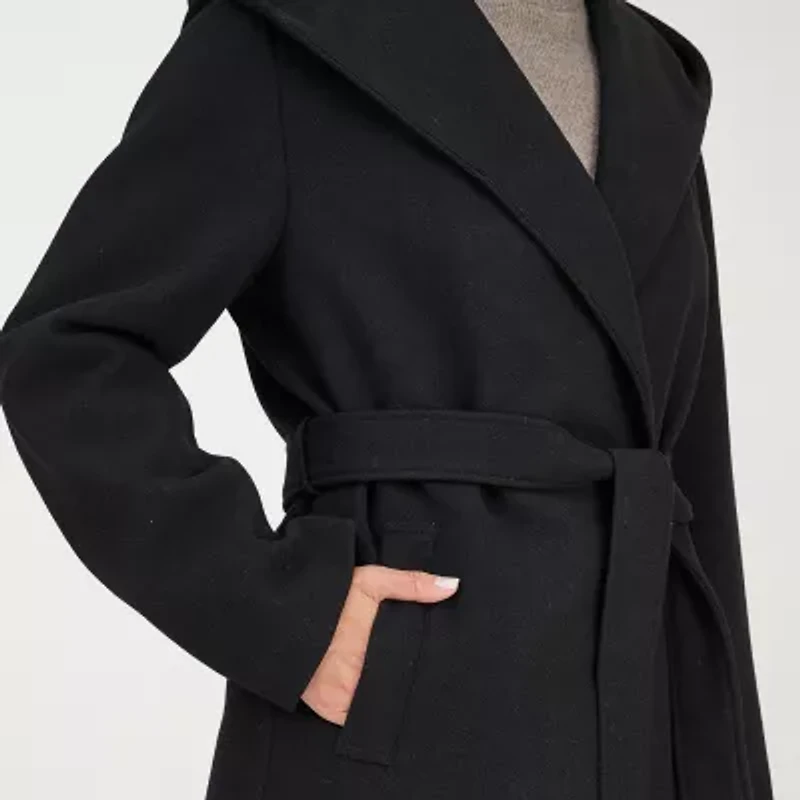 Frye and Co. Womens Belted Hooded Midweight Trench Overcoat
