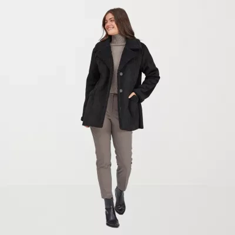 Frye and Co. Womens Faux Shearling Midweight Coat