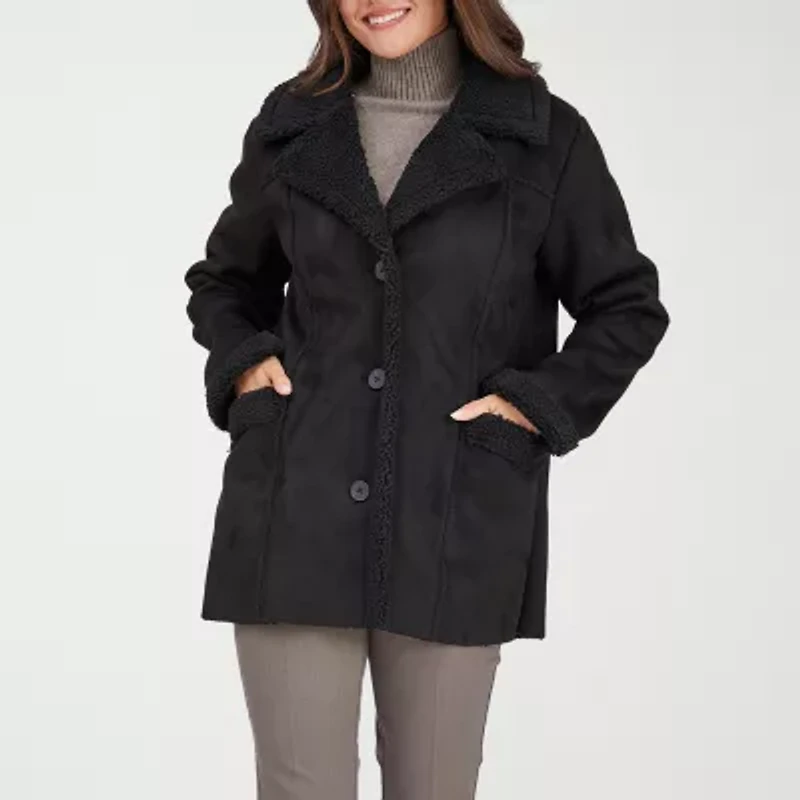 Frye and Co. Womens Faux Shearling Midweight Coat