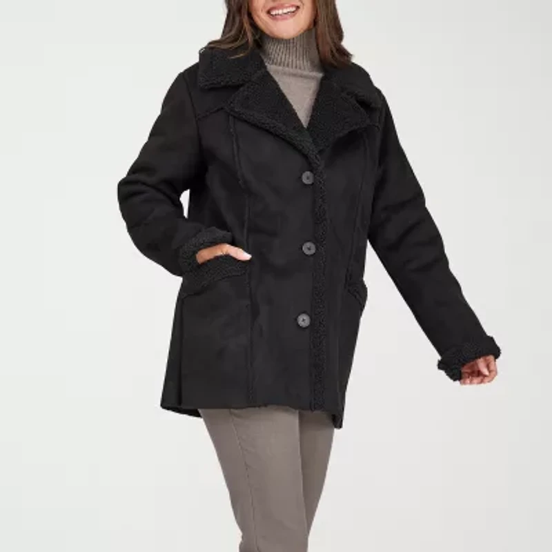 Frye and Co. Womens Faux Shearling Midweight Coat