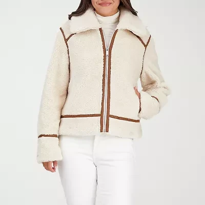 Frye and Co. Womens Faux Fur Midweight Bomber Coat