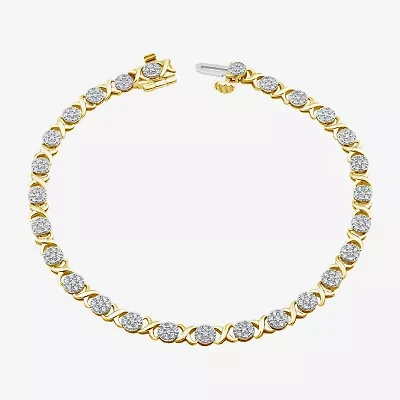 Diamond Blossom (I/ I1) Womens 1 1/6 CT. T.W.  Lab Grown White Diamond 10K Gold 8 Inch Tennis Bracelet