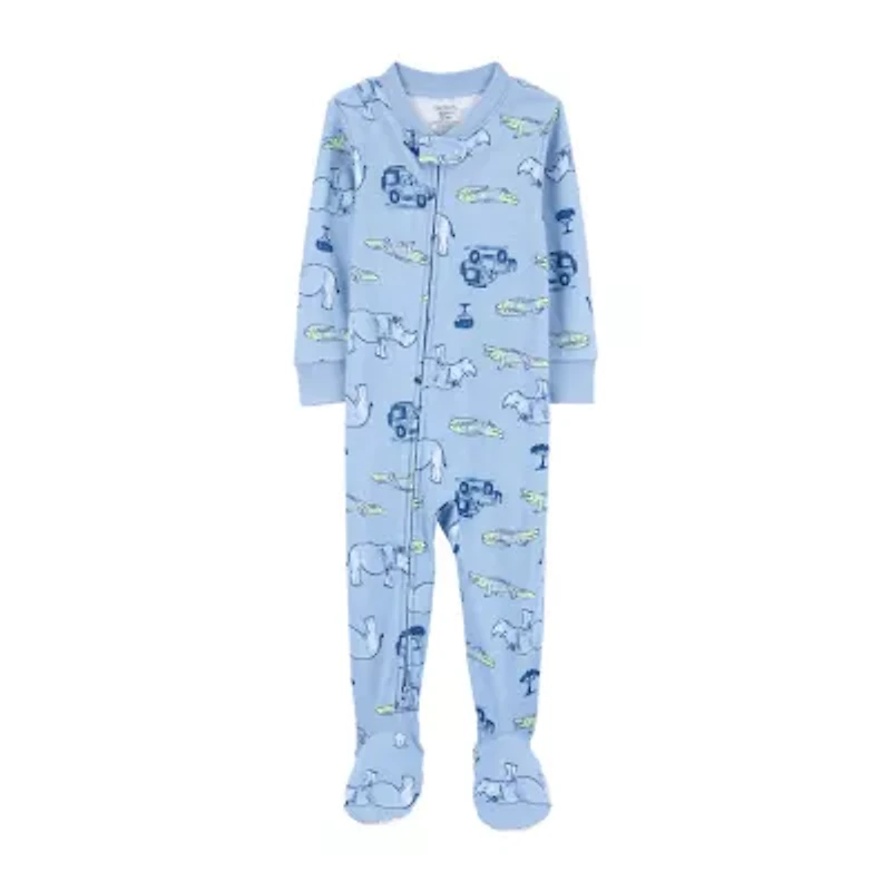 Carter's Baby Boys Footed Rib Crew Neck Long Sleeve One Piece Pajama