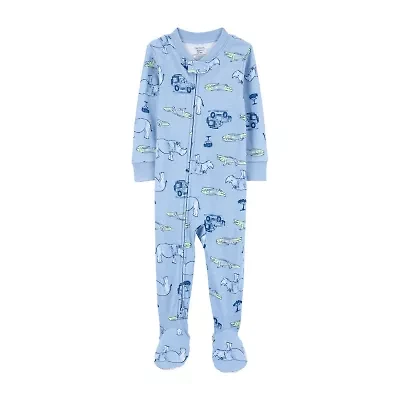 Carter's Baby Boys Footed Rib Crew Neck Long Sleeve One Piece Pajama