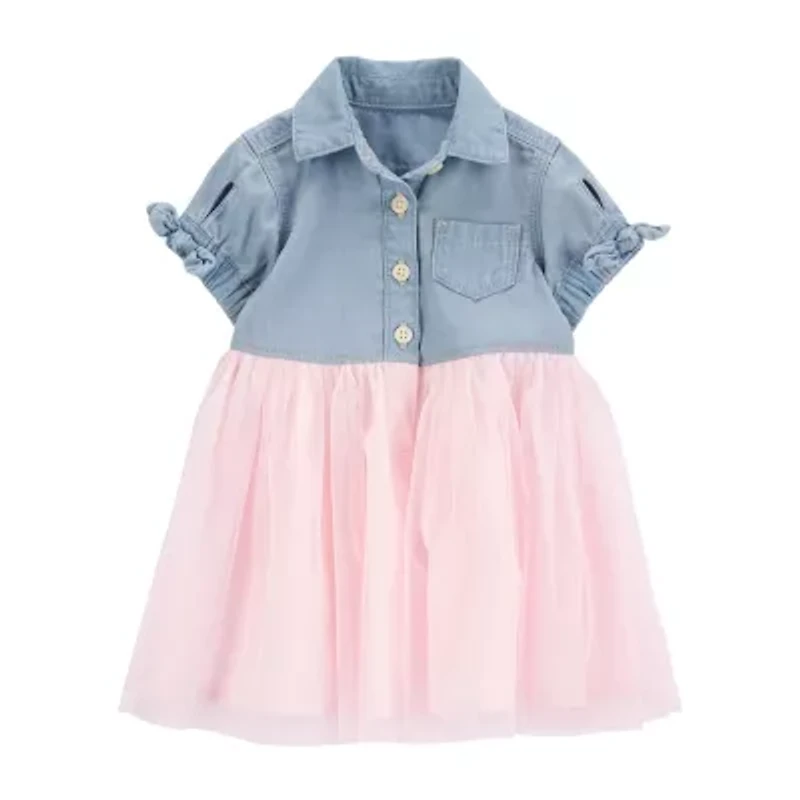 Oshkosh Baby Girls Short Sleeve Fitted A-Line Dress