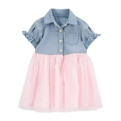 Oshkosh Baby Girls Short Sleeve Fitted A-Line Dress