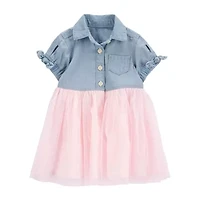 Oshkosh Baby Girls Short Sleeve Fitted A-Line Dress
