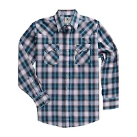 Ely Cattleman Textured Plaid Tall Mens Long Sleeve Western Shirt
