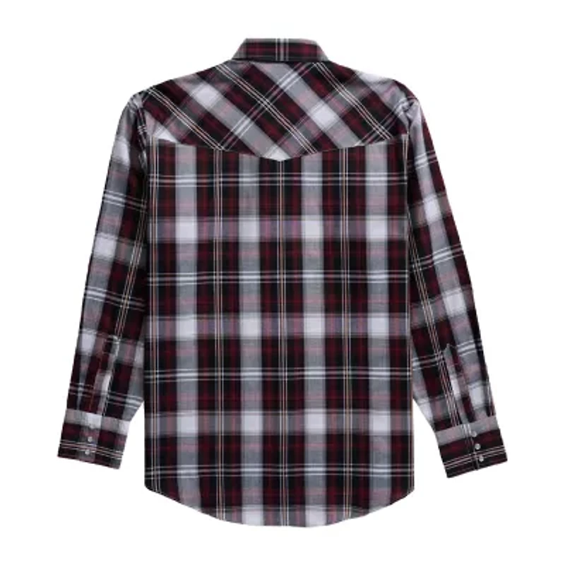 Ely Cattleman Textured Plaid Mens Long Sleeve Western Shirt